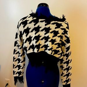 Cropped distressed sweater